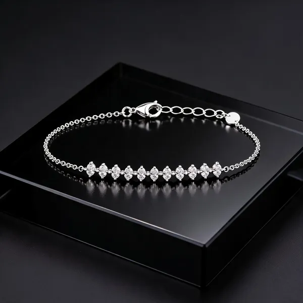 Silver_925_Crystal_Cluster_Floral_Chain_Bracelet_For_Women