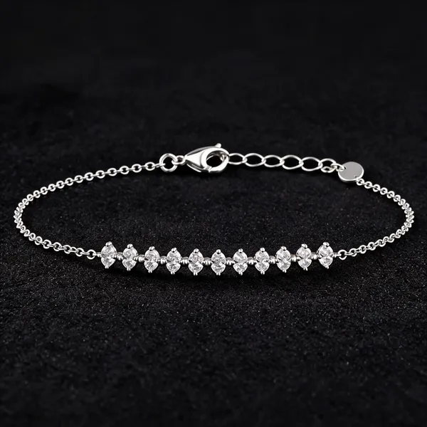Silver_925_Crystal_Cluster_Floral_Chain_Bracelet_For_Women