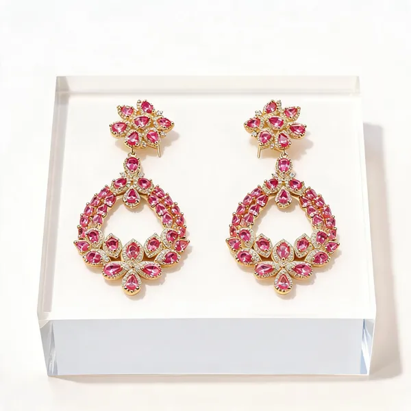 Gold_Tone_Pink_Stone_Chandelier_Drop_Earrings_For_Women