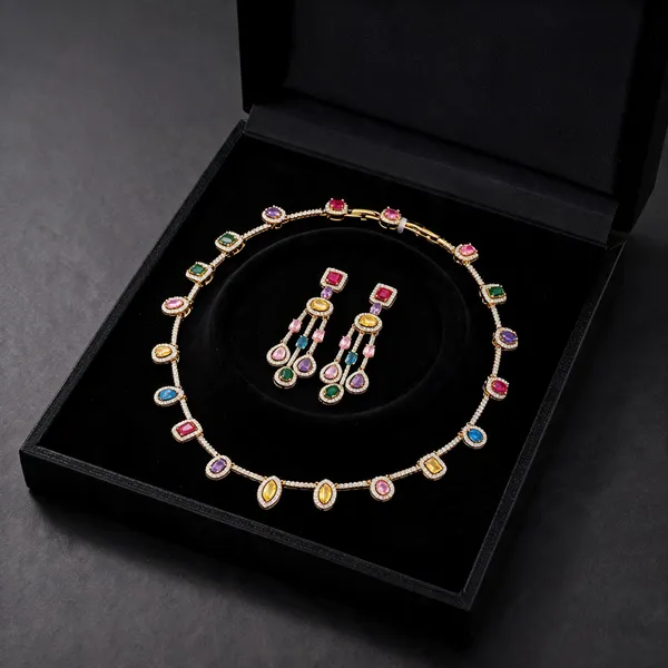 Multicolour_Gold_Tone_Brass_Stone_Necklace_And_Earrings_Set_For_Women