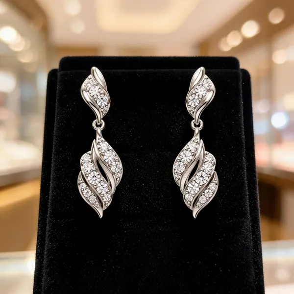 Silver_925_Twisted_Leaf_Crystal_Drop_Earrings_For_Women