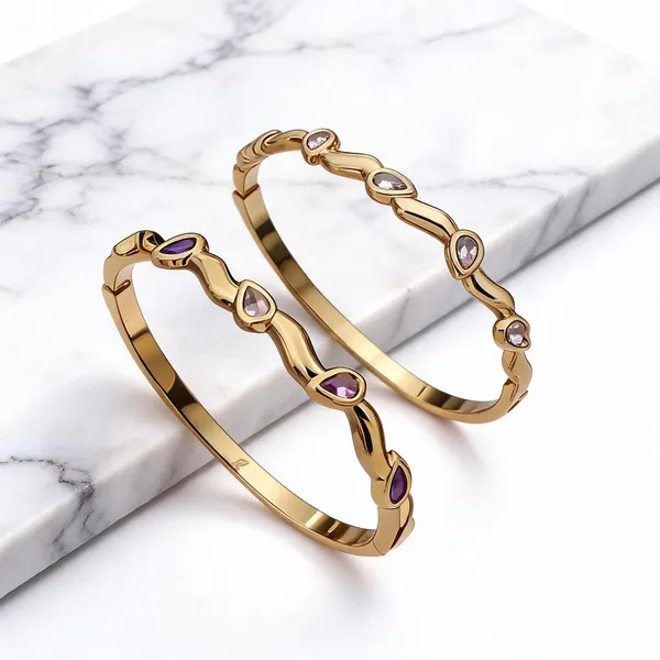 Gold_Plated_Purple_Stone_Open_Cuff_Bangles_For_Women