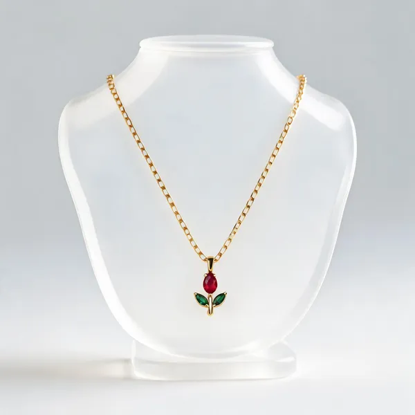 Gold_Plated_Red_Floral_Pendant_Necklace_For_Women