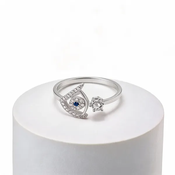 Silver_Plated_Stainless_Steel_Blue_Crystal_Open_Ring_For_Women