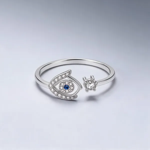 Silver_Plated_Stainless_Steel_Blue_Crystal_Open_Ring_For_Women
