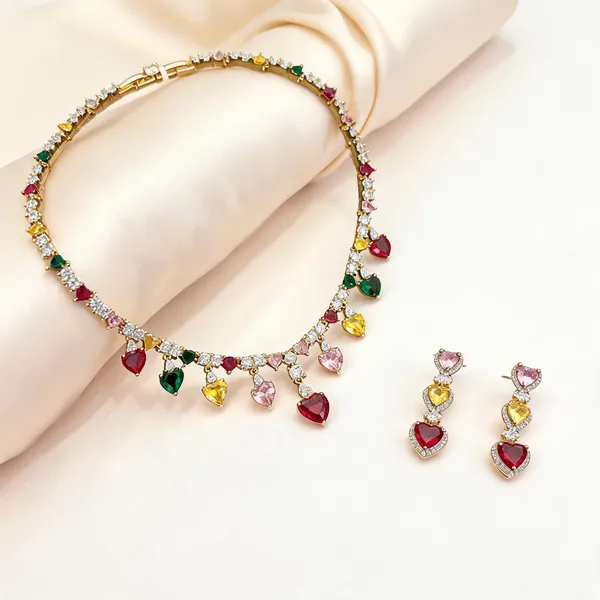 Multicolour_Brass_Stone_Necklace_And_Earrings_Set_For_Women