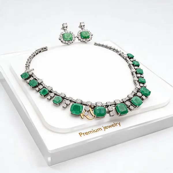 Green_Brass_Stone_Necklace_And_Earrings_Set_For_Women