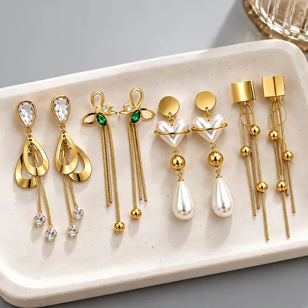 Gold_Plated_Stainless_Steel_Drop_Earrings_Set_For_Women