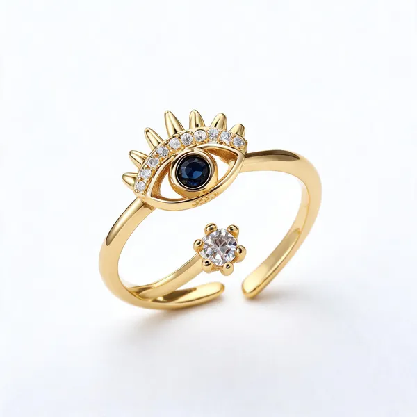 Gold_Plated_Stainless_Steel_Blue_Eye_Motif_Open_Ring_For_Women
