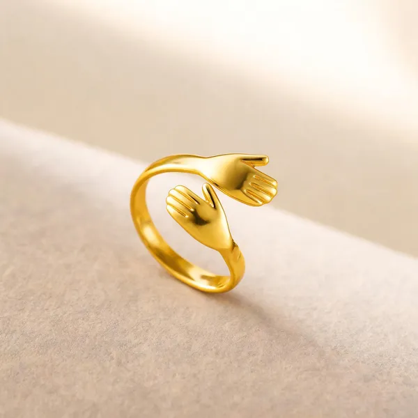 Gold_Plated_Stainless_Steel_Hand_Motif_Open_Ring_For_Women