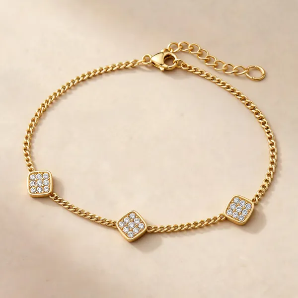 Gold_Plated_Crystal_Square_Motif_Link_Bracelet_For_Women