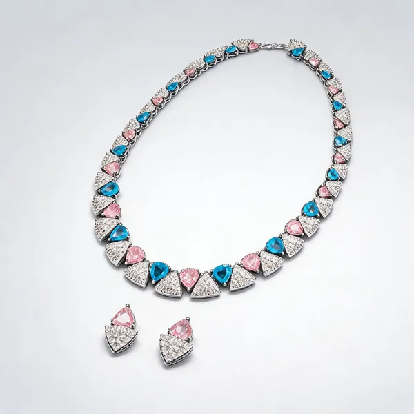 Silver_Tone_Brass_Blue_Pink_Stone_Necklace_And_Earrings_Set_For_Women