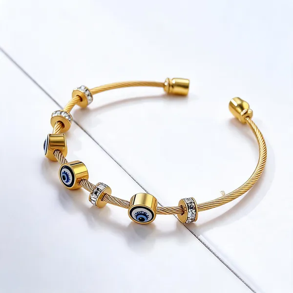Gold_Plated_Evil_Eye_Charm_Open_Cuff_Bracelet_For_Women