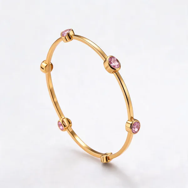 Gold_Plated_Pink_Stone_Bangle_For_Women