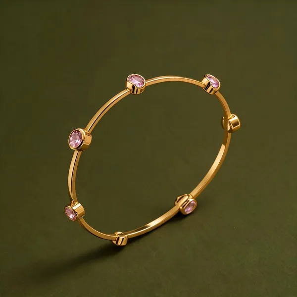 Gold_Plated_Pink_Stone_Bangle_For_Women