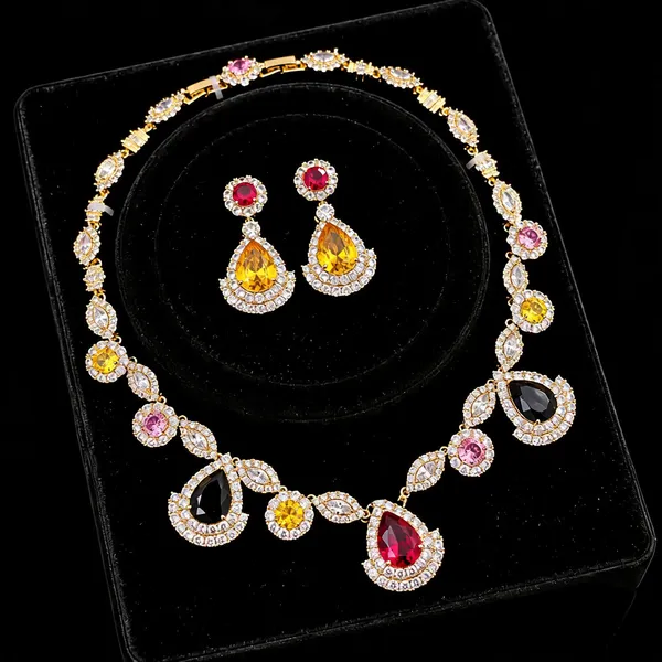 Multicolour_Gold_Tone_Brass_Rhinestone_Necklace_And_Earrings_Set_For_Women