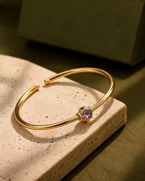 Gold_Plated_Purple_Stone_Open_Bangle_For_Women