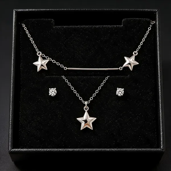 Silver_925_Star_Pendant_Necklace_And_Earrings_Set_For_Women