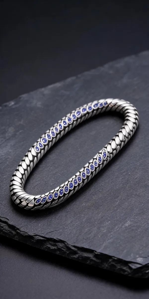 Silver_925_Black_Oval_Patterned_Bracelet_For_Men
