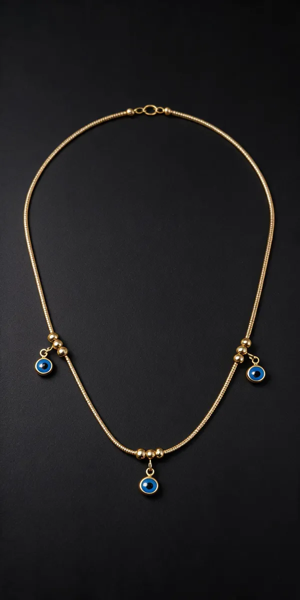 Gold_Plated_Stainless_Steel_Blue_Stone_Charm_Necklace_For_Women