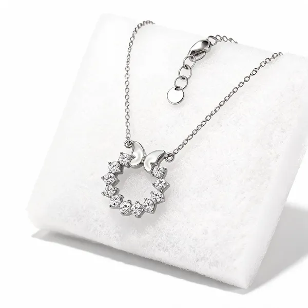 Silver_925_Butterfly_Charm_Circle_Pendant_Necklace_For_Women