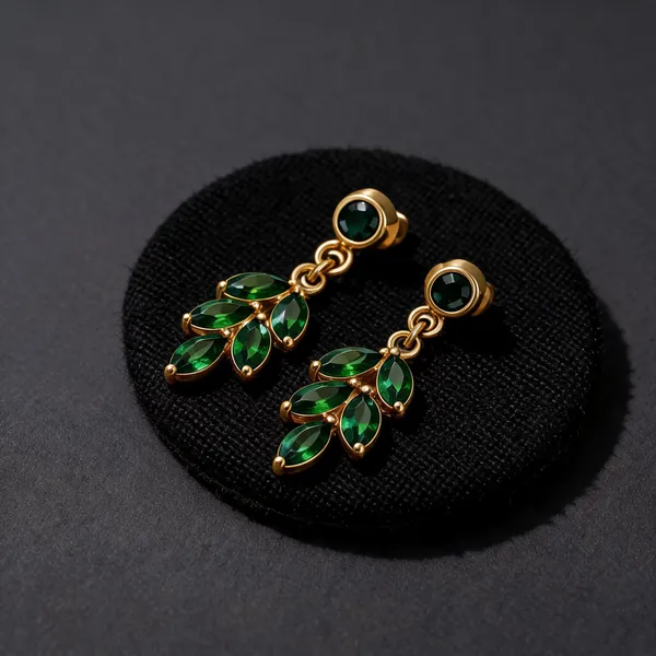 Gold_Plated_Stainless_Steel_Green_Stone_Leaf_Drop_Earrings_For_Women