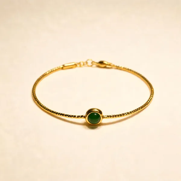 Gold_Plated_Stainless_Steel_Green_Stone_Bracelet_For_Women