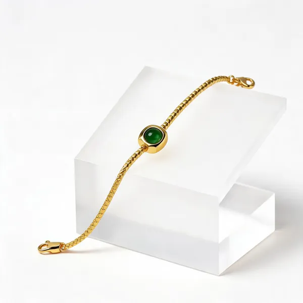 Gold_Plated_Stainless_Steel_Green_Stone_Bracelet_For_Women
