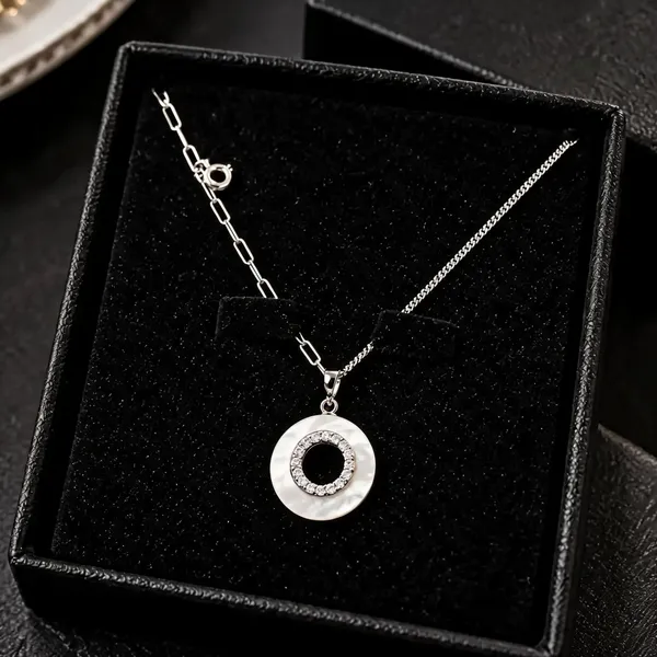 Silver_925_Stone-Rimmed_Circular_Pendant_Necklace_For_Women