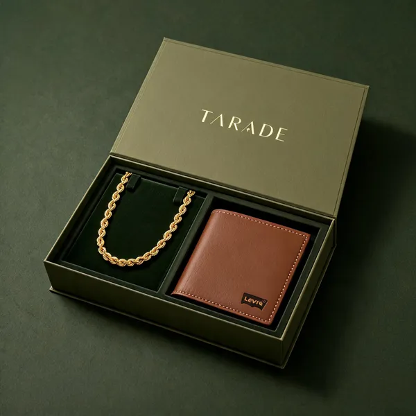 Gold_Plated_Stainless_Steel_Chain_And_Brown_Wallet_Gift_Set