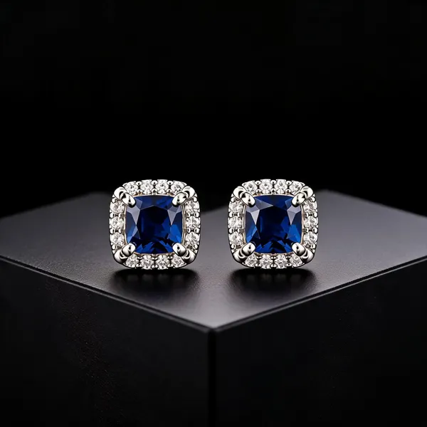Silver_925_Blue_Cushion-Cut_Halo_Stud_Earrings_For_Women