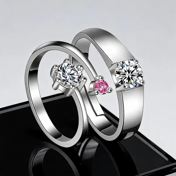 Silver_Plated_Stainless_Steel_Crystal_Couple_Rings_For_Women