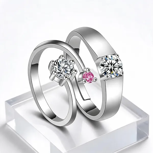 Silver_Plated_Stainless_Steel_Crystal_Couple_Rings_For_Women