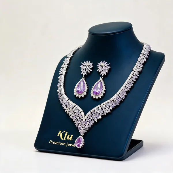 Silver_Tone_Brass_Purple_Stone_Necklace_And_Earrings_Set_For_Women