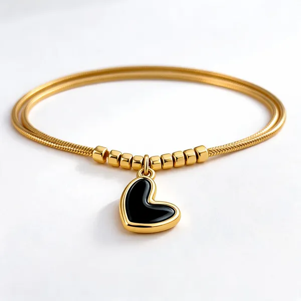 Gold_Plated_Stainless_Steel_Black_Heart_Pendant_Necklace_For_Women