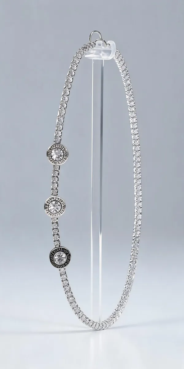 Silver_925_Rhinestone_Concentric_Motif_Chain_Bracelet_For_Women