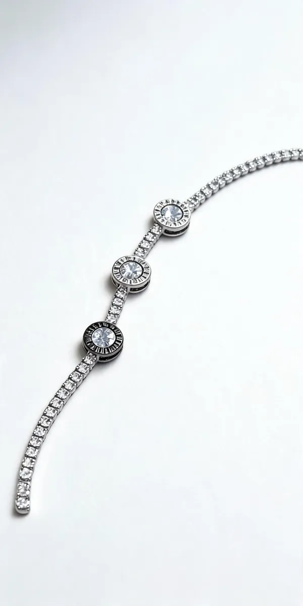 Silver_925_Rhinestone_Concentric_Motif_Chain_Bracelet_For_Women