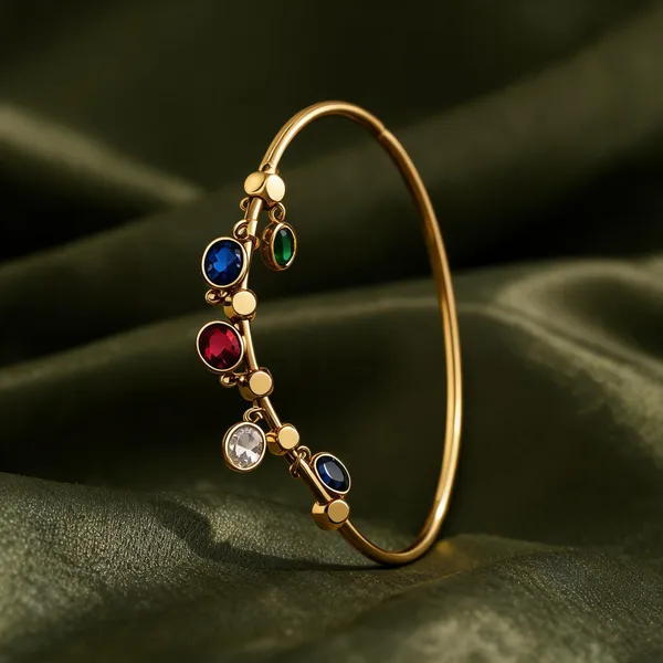 Gold_Plated_Multicolour_Stone_Open_Cuff_Bracelet_For_Women
