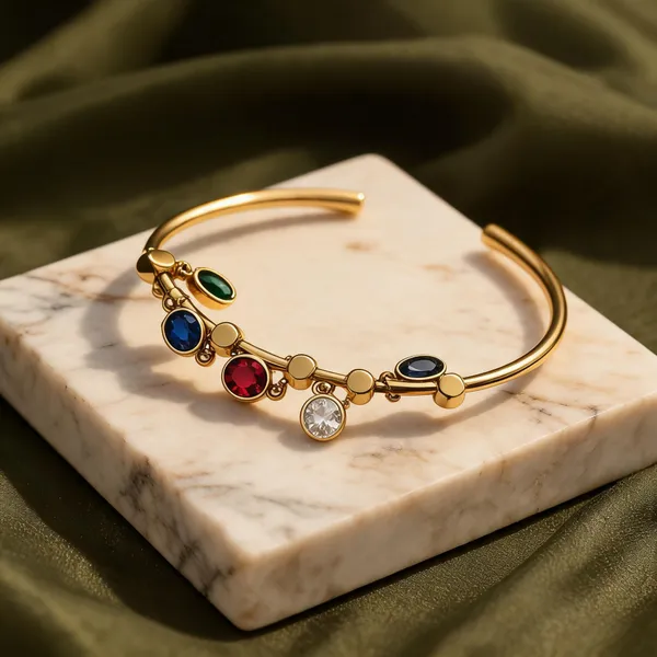 Gold_Plated_Multicolour_Stone_Open_Cuff_Bracelet_For_Women