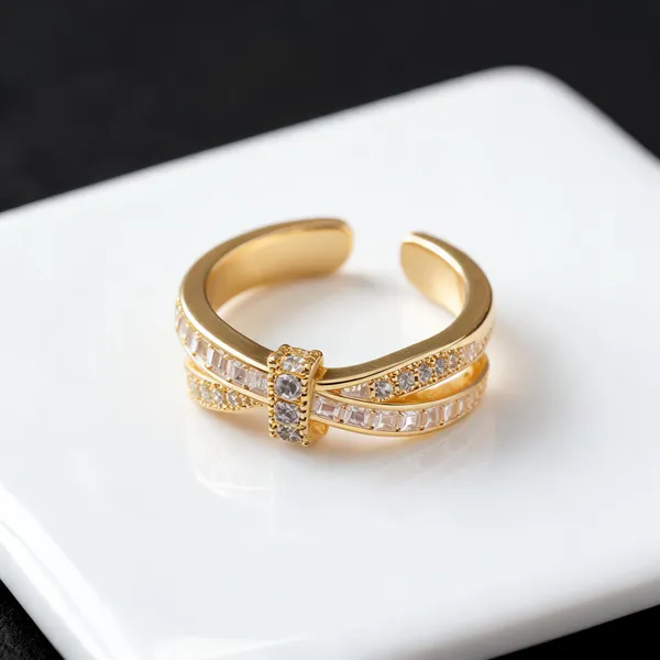 Gold_Plated_Stainless_Steel_Crystal_Bow_Open_Ring_For_Women