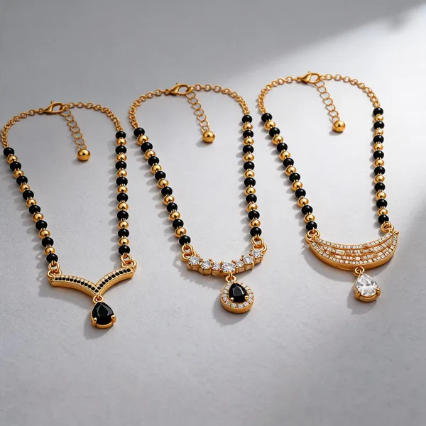 Gold_Plated_Black_Beaded_Stainless_Steel_Mangalsutra_Set_For_Women