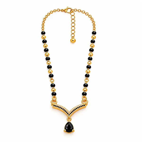 Gold_Plated_Black_Beaded_Stainless_Steel_Mangalsutra_Set_For_Women