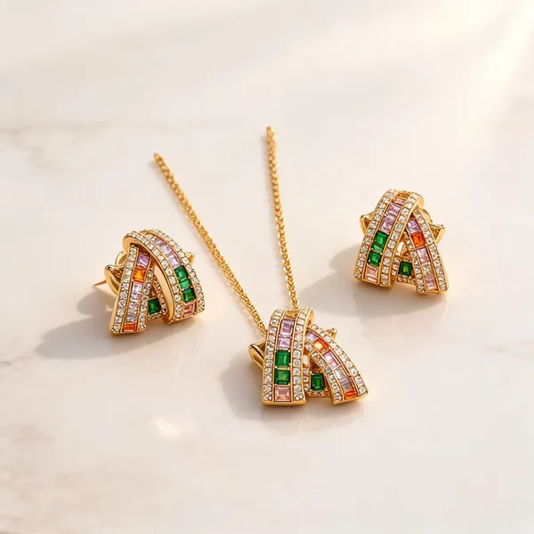 Flagged:_Gold_Plated_Stainless_Steel_Pendant_Earrings_Set_For_Women
