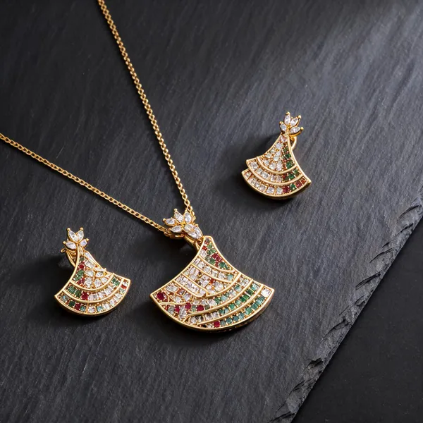 Flagged:_Gold_Plated_Stainless_Steel_Pendant_Earrings_Set_For_Women