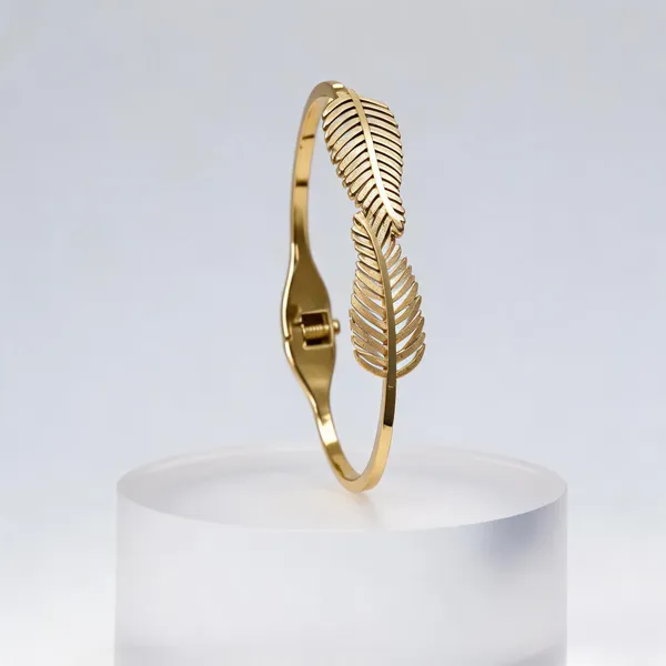 Gold_Plated_Leaf_Design_Bangle_Bracelet_For_Women