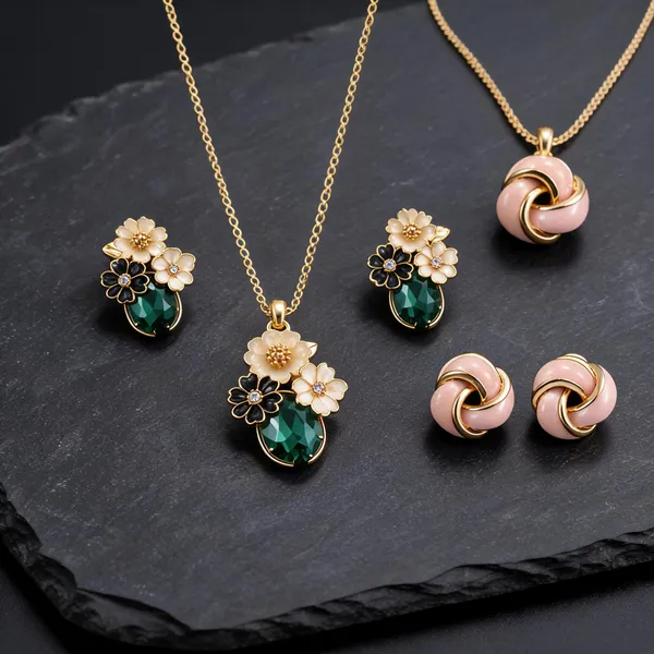 Flagged:_Gold_Plated_Stainless_Steel_Pendant_Earrings_Set_For_Women