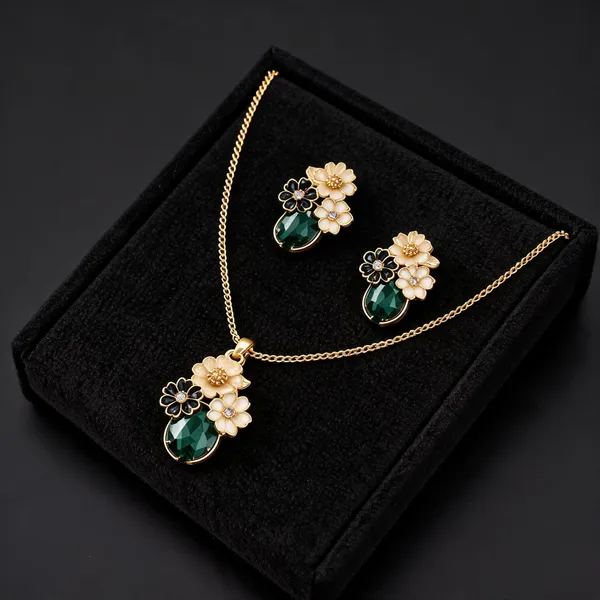 Flagged:_Gold_Plated_Stainless_Steel_Pendant_Earrings_Set_For_Women