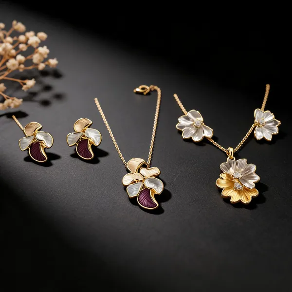 Flagged:_Gold_Plated_Stainless_Steel_Pendant_Earrings_Set_For_Women