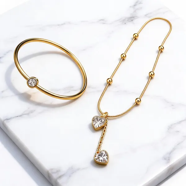 Gold_Plated_Stainless_Steel_Pendant_Bracelet_Combo_For_Women