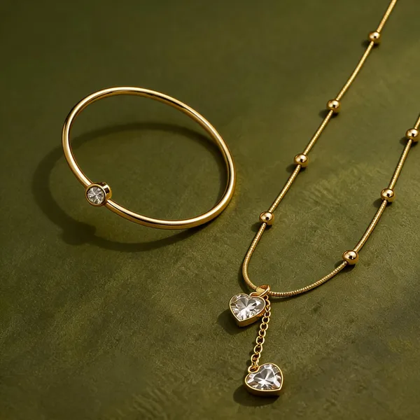 Gold_Plated_Stainless_Steel_Pendant_Bracelet_Combo_For_Women